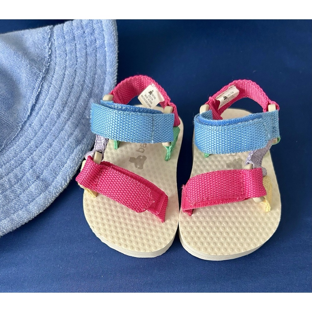 Baby Gap summer Pink Sandals Shoes‎ Baby Girl 0-3 Months With Free Beach Hat EUC